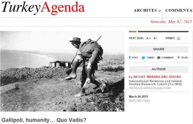 Gallipoli, humanity… Quo Vadis?