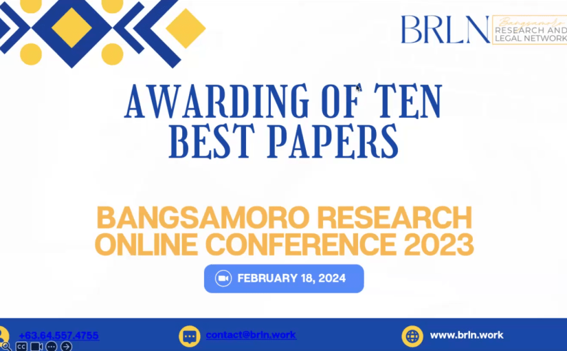 Watch the awarding of best 10 research papers presented at the Bangsamoro Research Online Conference&nbsp;2023.